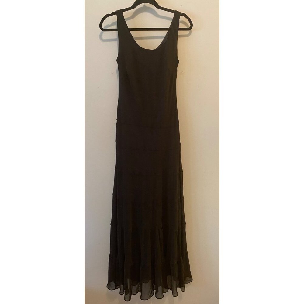 Chaps Black Sleeveless Maxi Dress Layered Chiffon Small